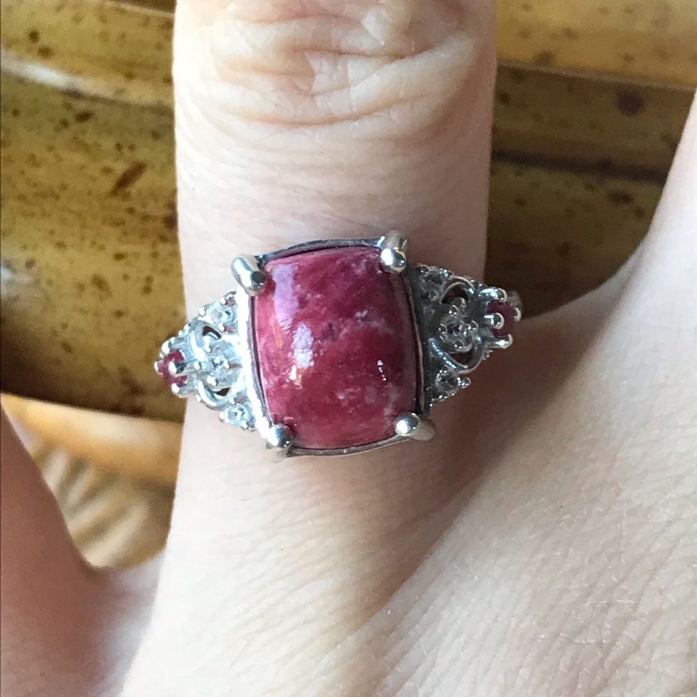 Norwegian Thulite Sterling Silver Ring Size 6